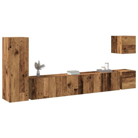 Ensemble de meuble TV mural 5 pcs-Banc TV-Meuble Télé vieux bois bois d'ingénierie 692552