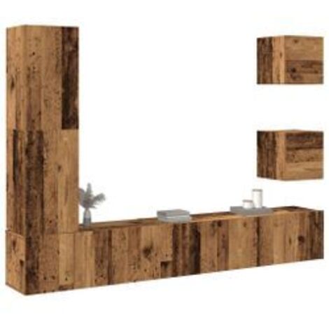 Ensemble de meuble TV mural 5 pcs vieux bois bois d'ingénierie