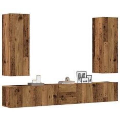 Ensemble de meuble TV mural 5 pcs vieux bois bois d'ingénierie