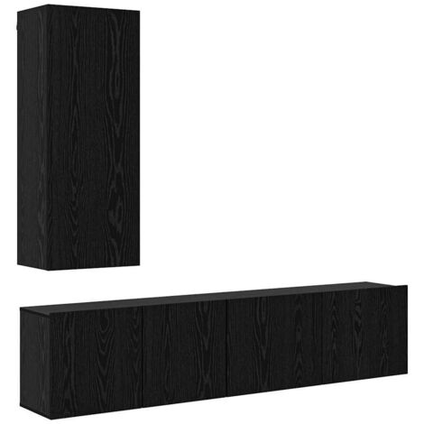 Ensemble de meuble TV mural 5 pcs，Banc TV，Armoire TV Chêne noir Bois d'ingénierie CFW404374
