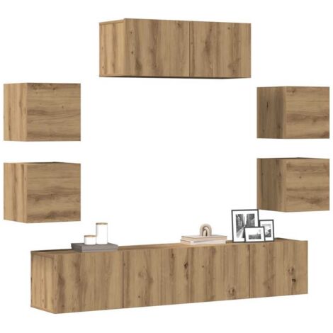 Ensemble de meuble TV mural 7 pcs-Banc TV-Meuble Télé chêne artisanal 769107