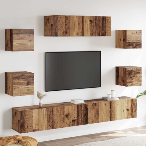 Ensemble de meuble TV mural 7 pcs vieux bois bois d'ingénierie vidaXL