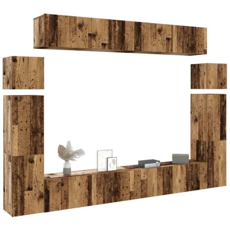 Ensemble de meuble TV mural 8 pcs vieux bois bois d'ingénierie vidaXL