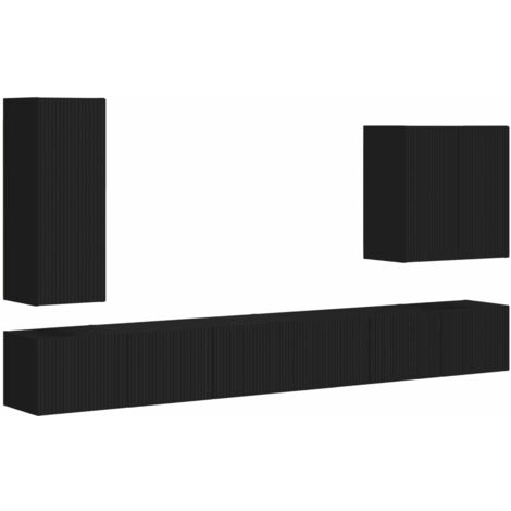 Ensemble de meuble TV mural Montage mural 6 pcs Noir vidaXL