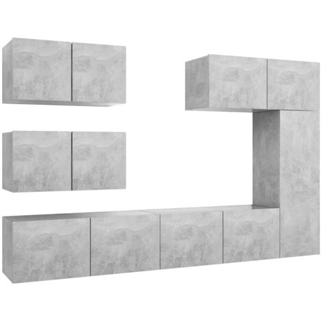Ensemble de meubles armoire buffet TV télévision salon chambre séjour 6 pièces bois d'ingénierie gris