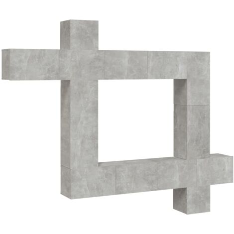 Ensemble de meubles armoire buffet TV télévision salon chambre séjour 9 pièces bois d'ingénierie gris