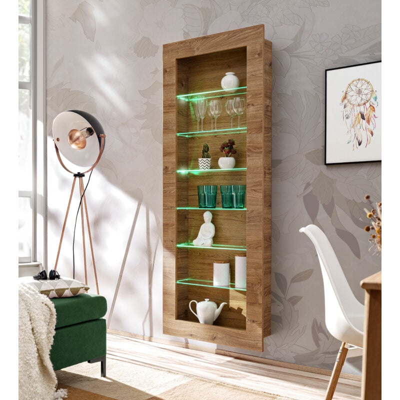 Armoire suspendue Como, Chêne - Miel truffé, sans led, pour salon, chambre à coucher