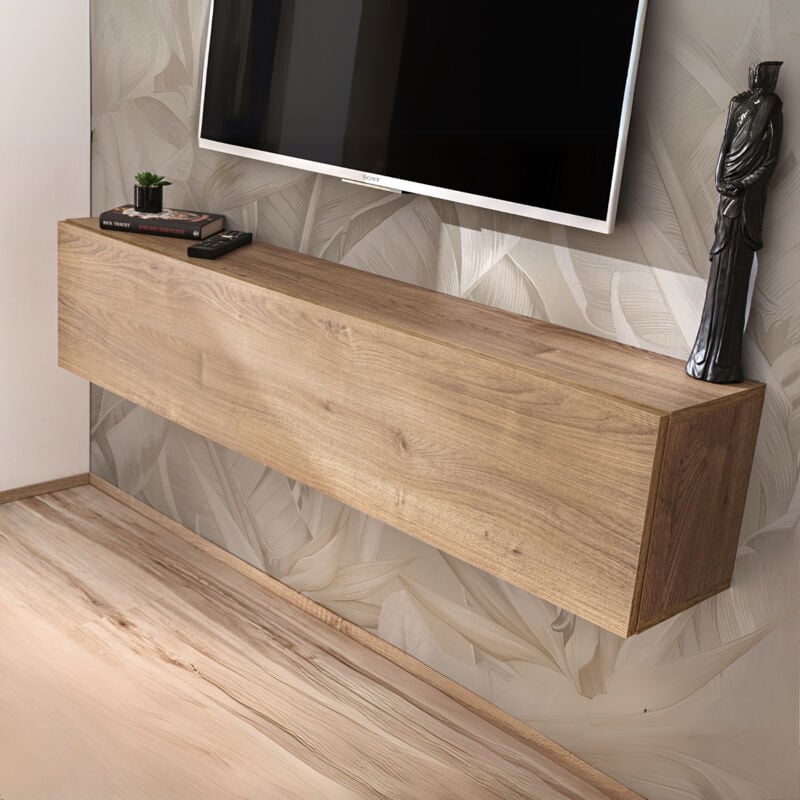 Armoire TV murale Como, Chêne - Miel truffé, pour salon, chambre à coucher