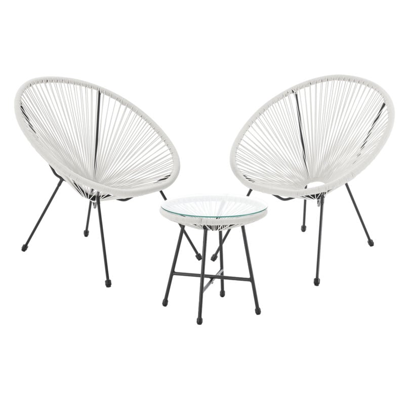 Ensemble de meubles de balcon Svita bali Ensemble de salon Relax Egg-Chair en osier Design Blanc