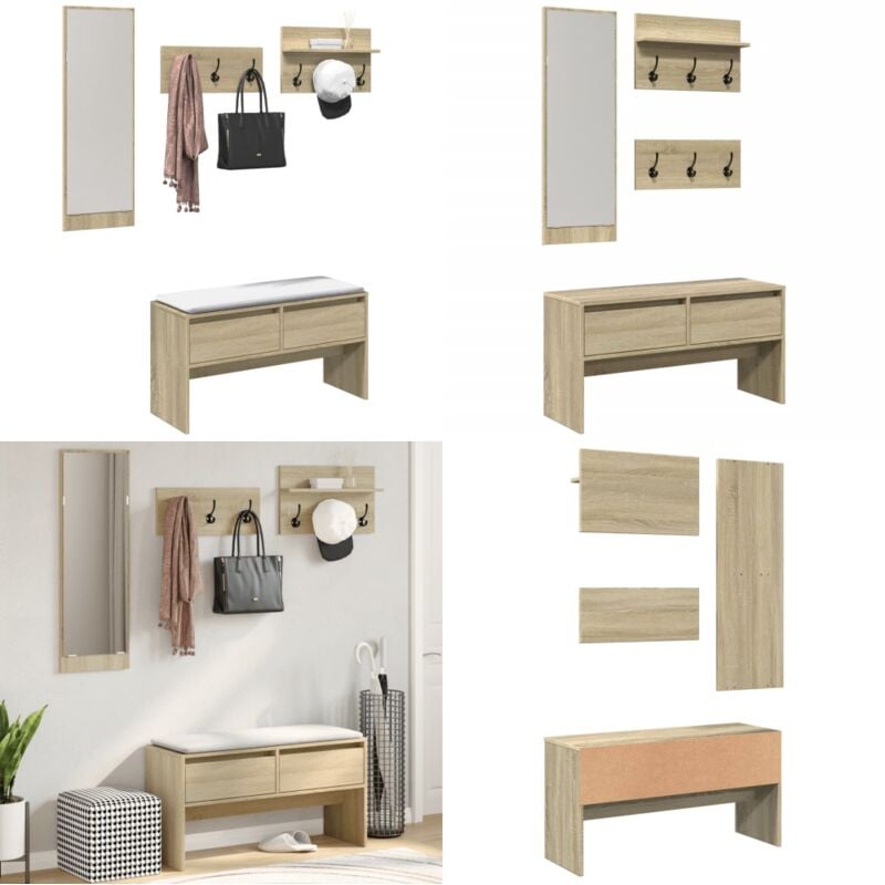 Vidaxl - Ensemble de meubles de couloir 4 pcs chêne sonoma - Meuble D'entrée - Banc D'entrée - Rangements D'entrée - Organisation D'entrée - Banc