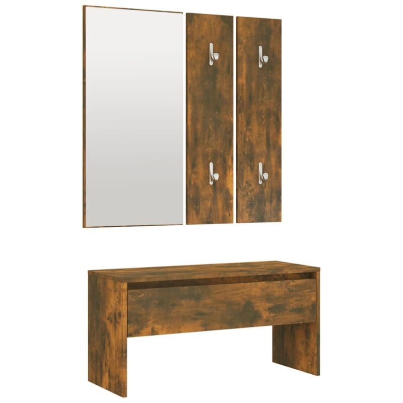 Helloshop26 - Ensemble de meubles de couloir entrée chêne fumé 80 x 30,5 x 40 cm bois d'ingénierie