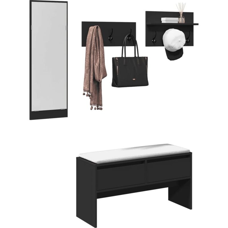 Vidaxl - Ensemble de meubles de couloir 4 pcs noir bois d'ingénierie