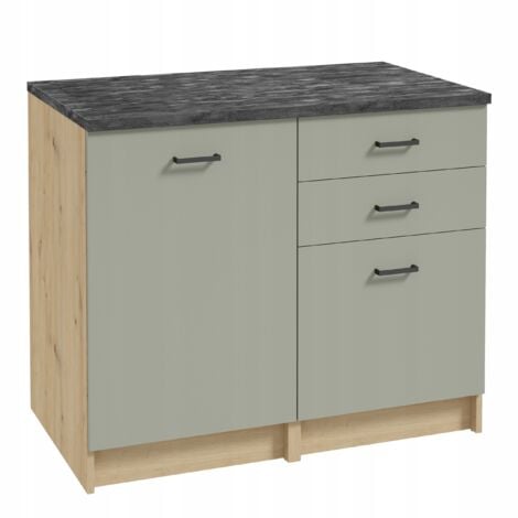 STAMAR Ensemble de meubles de cuisine - 100 x 60 cm - Chêne artisan/vert - Pratique et modulable