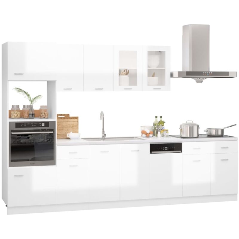 Ensemble de meubles de cuisine 7 pcs Aggloméré Blanc brillant vidaXL - Blanc brillant