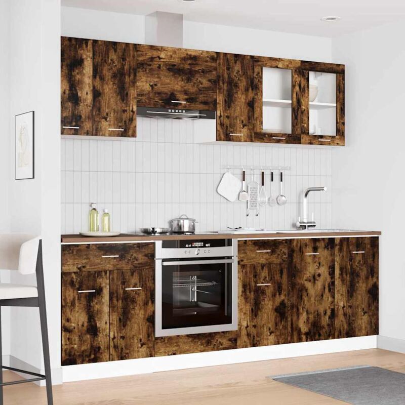 Vidaxl - Ensemble de meubles de cuisine avec tiroir 8 pcs Chêne fumé