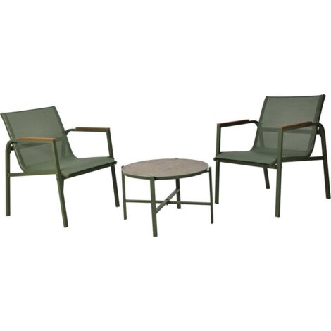 Ensemble de meubles de jardin, 2 fauteuils et une table basse.