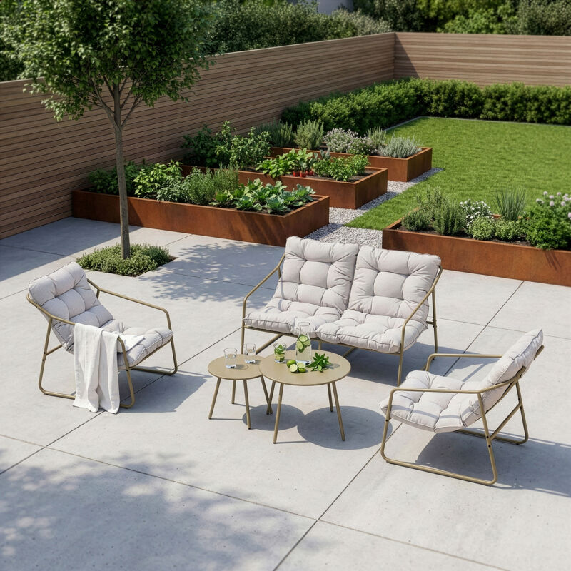 Ensemble de meubles de jardin Kivanta 5 pièces beige [en.casa]