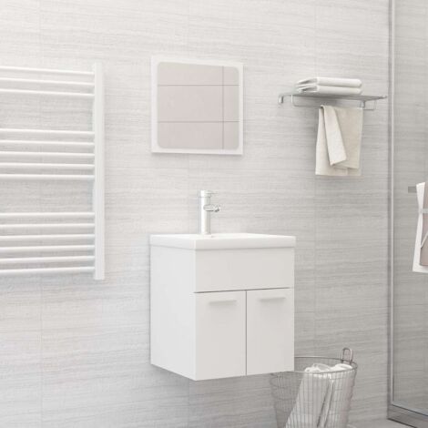 Ensemble de meubles de salle de bain 2 pcs Blanc Aggloméré vidaXL
