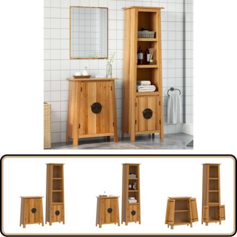 Ensemble de meubles de salle de bain 2 pcs bois de pin massif - Meuble De Salle De Bain - Ensemble Meuble Salle De Bain - Armoire Salle De Bain - Rangement Salle De Bain - Bois De Pin