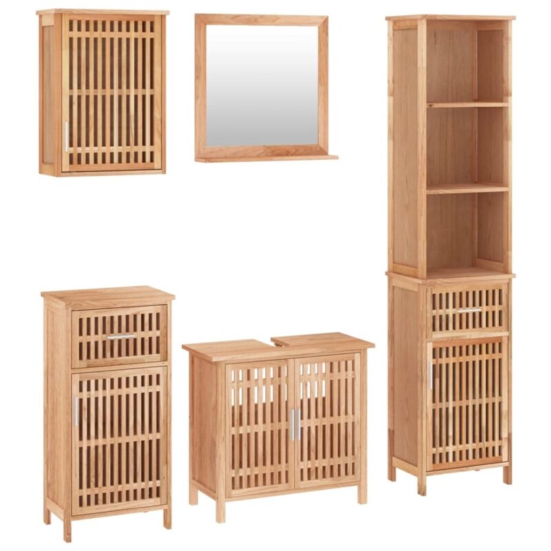 Vidaxl - Ensemble de meubles de salle de bain 5 pcs bois massif de noyer