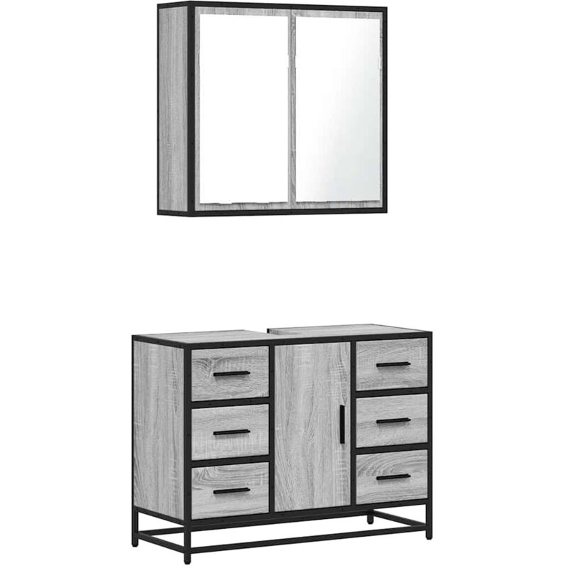 Vidaxl - Ensemble de meubles de salle de bain 2 pcs Sonoma gris