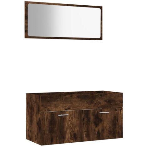 Ensemble de meubles de salle de bain 2 pcs Chêne fumé