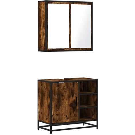 Ensemble de meubles de salle de bain 2 pcs Chêne fumé vidaXL