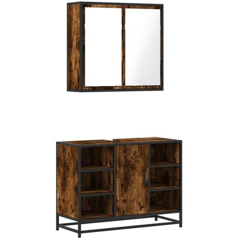 Ensemble de meubles de salle de bain 2 pcs Chêne fumé vidaXL