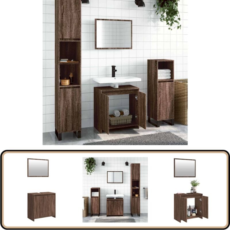 Ensemble de meubles de salle de bain 2 pcs Chêne marron - Meuble De Salle De Bain - Armoire De Salle De Bain - Ensemble Meuble Salle De Bain