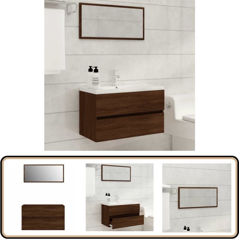 Ensemble de meubles de salle de bain 2 pcs Chêne marron - Meuble De Salle De Bain - Armoire De Salle De Bain - Ensemble Salle De Bain - Ameublement
