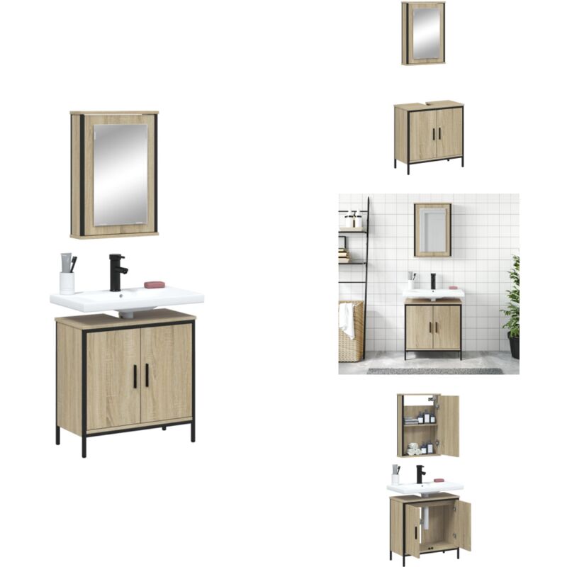 Ensemble de meubles de salle de bain 2 pcs chêne sonoma - Meuble De Salle De Bain - Ensemble Meuble Salle De Bain - Armoire Salle De Bain - Rangement