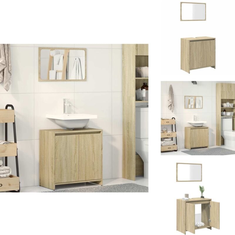Ensemble de meubles de salle de bain 2 pcs chêne sonoma - Meuble De Salle De Bain - Ensemble Salle De Bain - Armoire Salle De Bain - Rangement Salle