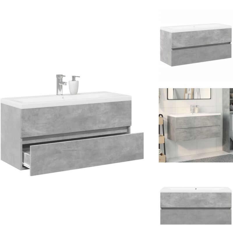 Ensemble de meubles de salle de bain 2 pcs gris béton - Ensemble De Meubles De Salle De Bain - Ensembles De Meubles De Salle De Bain - Armoire De