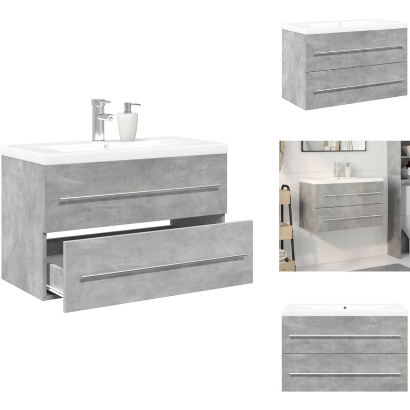 Ensemble de meubles de salle de bain 2 pcs gris béton - Ensemble De Meubles De Salle De Bain - Ensembles De Meubles De Salle De Bain - Armoire De