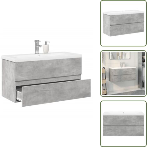 Ensemble de meubles de salle de bain 2 pcs gris béton - Ensemble De Meubles De Salle De Bain - Ensembles De Meubles De Salle De Bain - Armoire De Salle De Bain - Armoire De Rangement De Salle De Bain