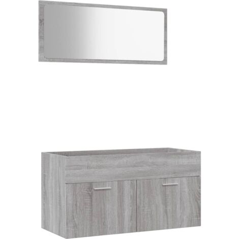Ensemble de meubles de salle de bain 2 pcs Sonoma gris
