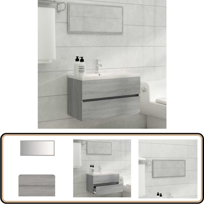 Ensemble de meubles de salle de bain 2 pcs Sonoma gris - Meuble De Salle De Bain - Armoire De Salle De Bain - Ensemble Salle De Bain - Ameublement