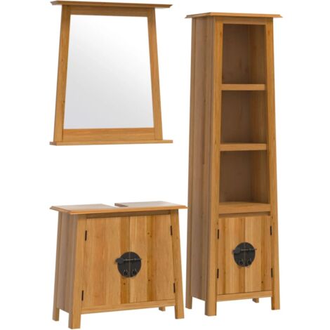 Ensemble de meubles de salle de bain 3 pcs bois de pin massif