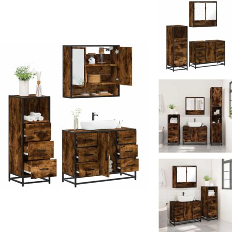 Ensemble de meubles de salle de bain 3 pcs Chêne fumé - Ensemble De Meubles De Salle De Bain - Ensembles De Meubles De Salle De Bain - Armoire De Salle De Bain - Armoire De Rangement De Salle De Bain