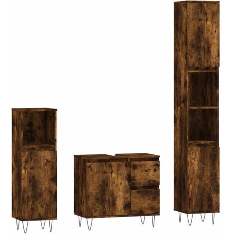 Ensemble de meubles de salle de bain 3 pcs Chêne fumé vidaXL