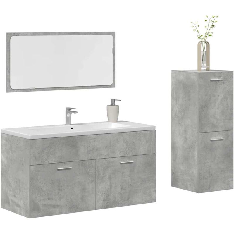 Vidaxl - Ensemble de meubles de salle de bain 3 pcs gris béton