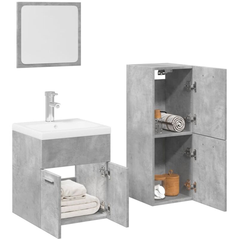 Vidaxl - Ensemble de meubles de salle de bain 3 pcs gris béton