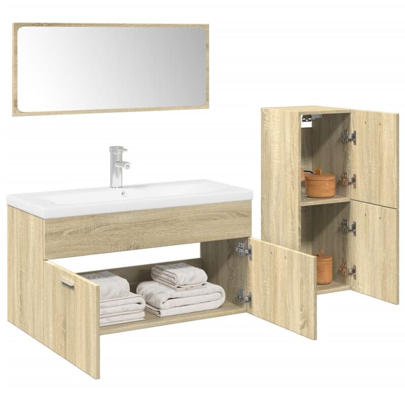 Vidaxl - Ensemble de meubles de salle de bain 3 pcs chêne sonoma