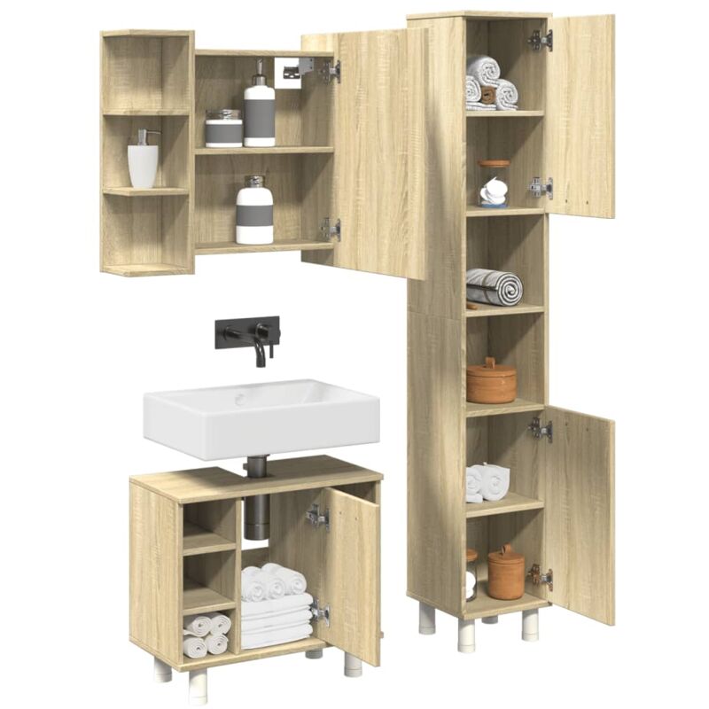Vidaxl - Ensemble de meubles de salle de bain 3 pcs chêne sonoma