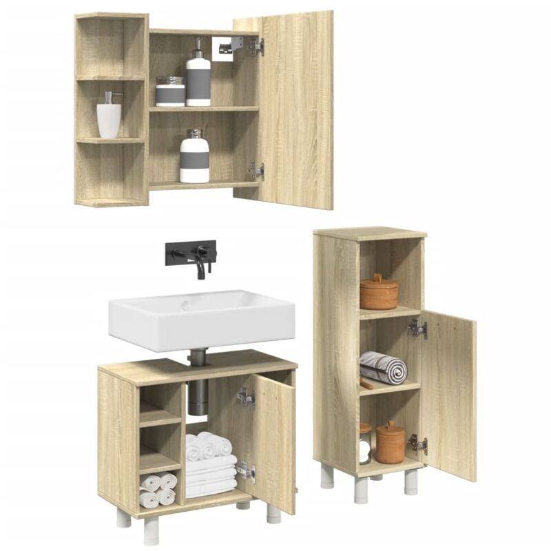 Vidaxl - Ensemble de meubles de salle de bain 3 pcs chêne sonoma