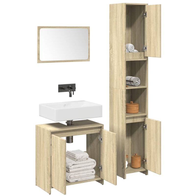 Ensemble de meubles de salle de bain 3 pcs chêne sonoma vidaXL