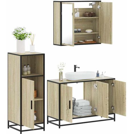 Ensemble de meubles de salle de bain 3 pcs chêne sonoma vidaXL