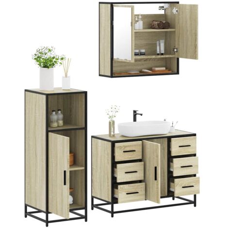 Ensemble de meubles de salle de bain 3 pcs chêne sonoma vidaXL