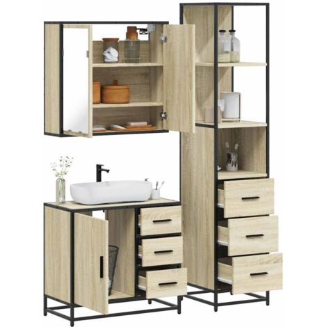 Ensemble de meubles de salle de bain 3 pcs chêne sonoma vidaXL