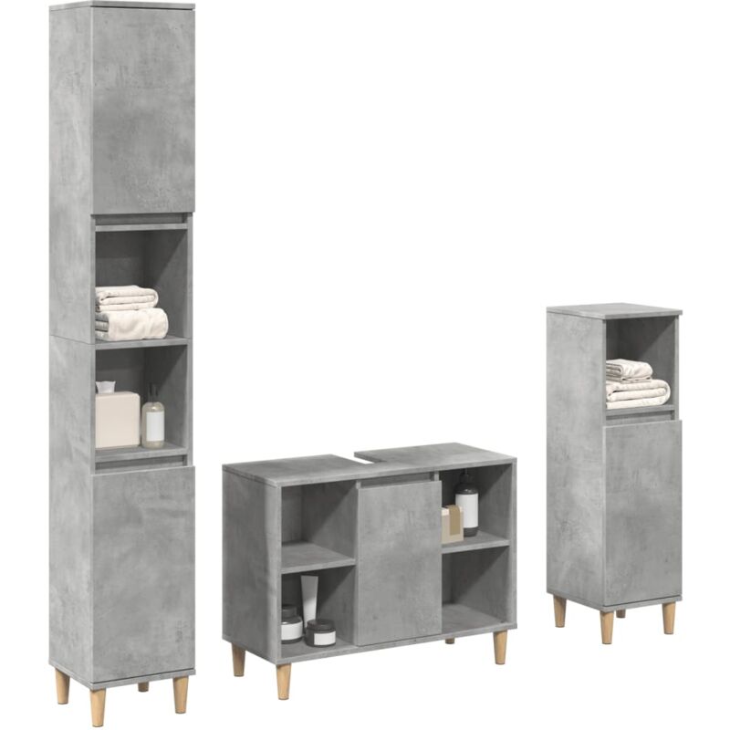 3-tlg. Badmöbel-set Betongrau Holzwerkstoff - Vidaxl